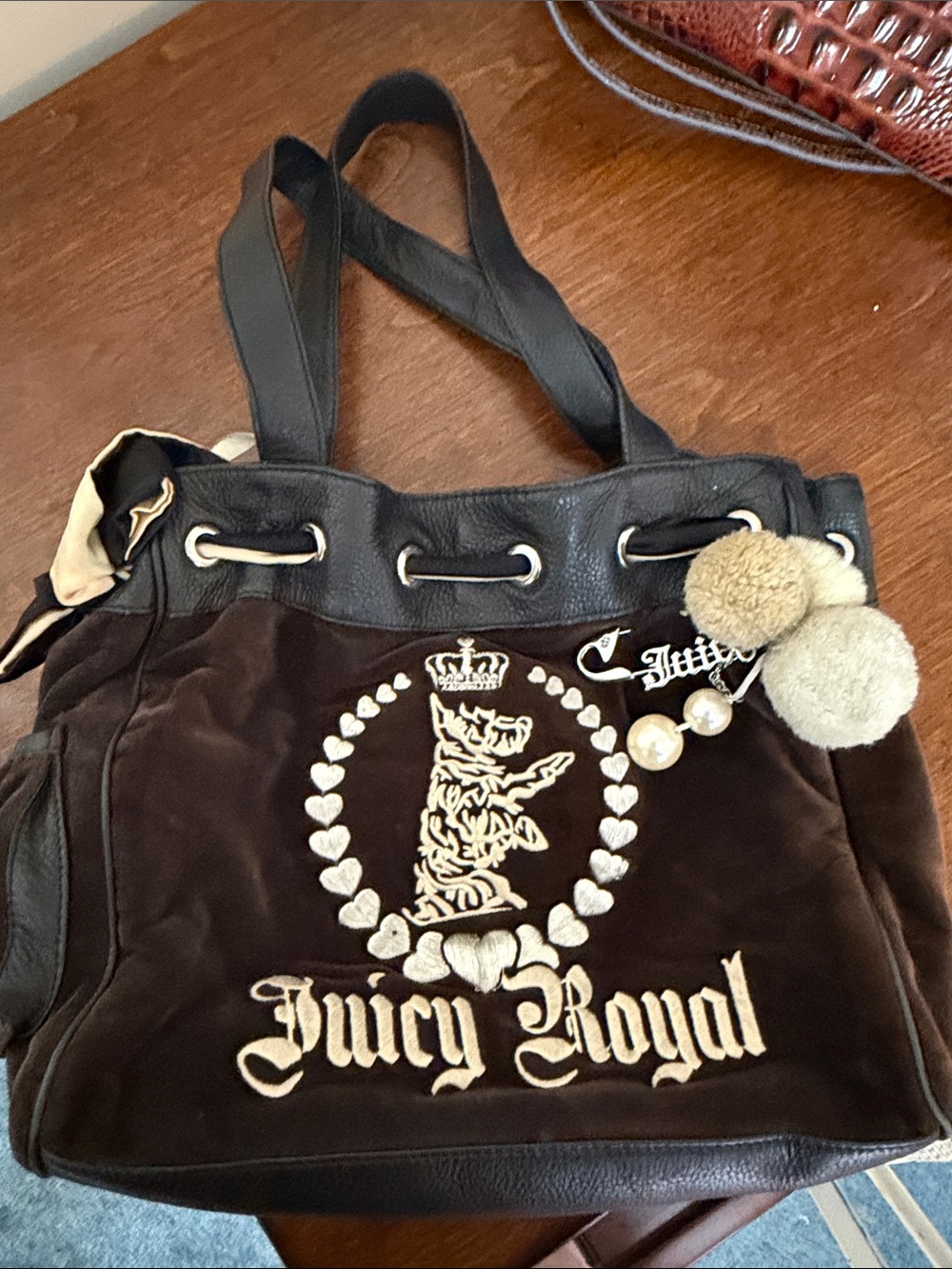 Y2K Vintage Juicy Couture Daydreamer Tote Bag with Pom Charm